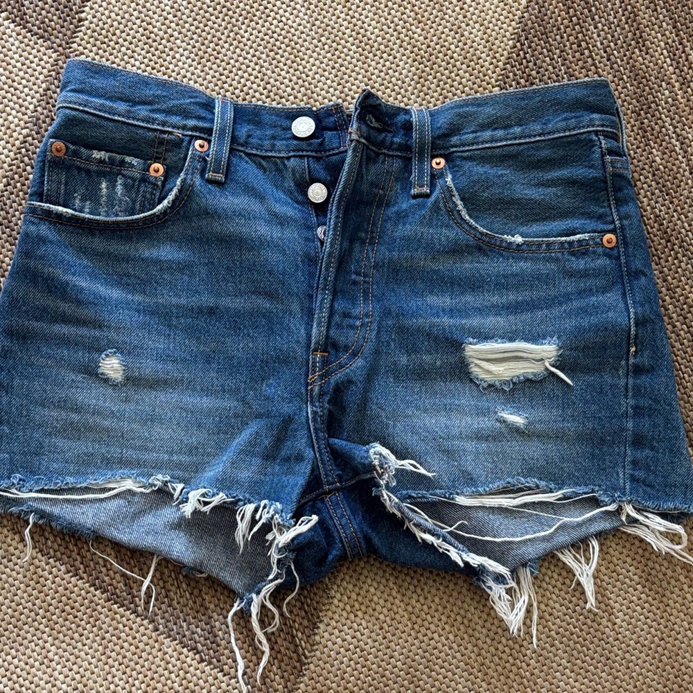 Levi's 501 Distressed Denim Cutoff Jean Shorts